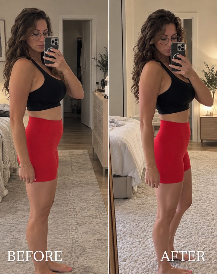 Before and after, a mother who followed the method