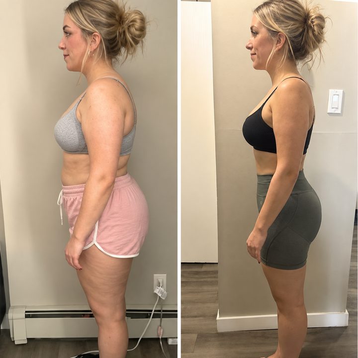 Before and after, a mother who followed the method