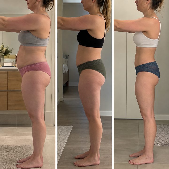 Before and after, a mother who followed the method
