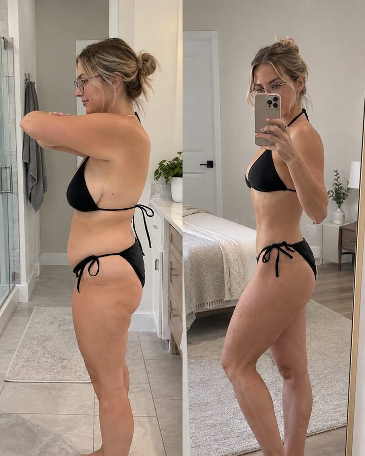 Before and after, a mother who followed the method