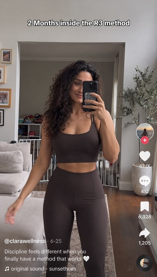 TikTok post by @clarawellness: 2 months inside the R3 method